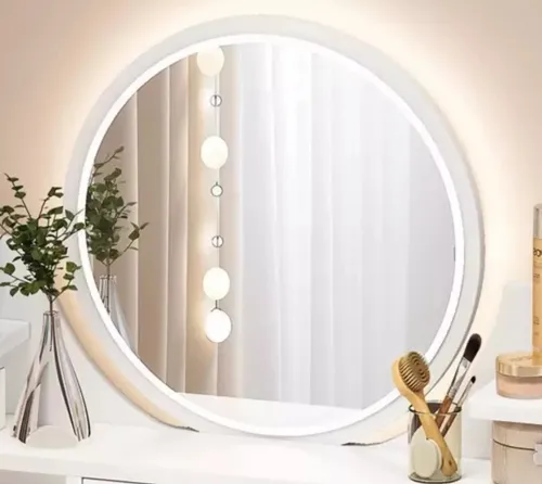 Mesa De Noche Maquillador Escritorio Con Luz Y 2 Cajones