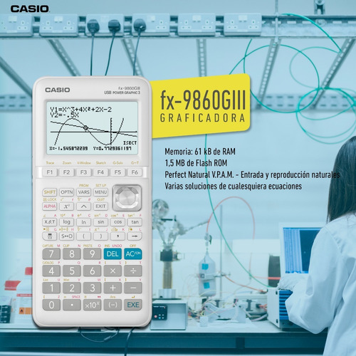 Imagen 5 de 6 de Graficadora Casio Fx-9860g3 Gris Con 2900 Funciones Para Ib