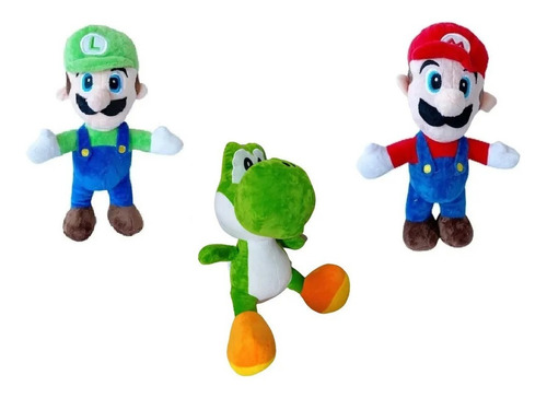 Peluches X3 Personajes Mario Bros , Luigi Y Yoshi  22-25 Cm 