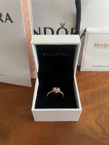 Anillo Pandora Corazón Rosa En Plata Bañado En Oro Rosa 14k Rosa Claro 5
