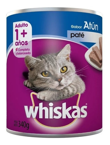 Alimento Whiskas 1+ Whiskas Gatos  para gato adulto todos los tamaños sabor paté de atún en lata de 340 g