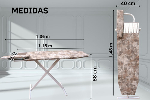 Imagen 3 de 10 de Tabla Planchar + Tender C/alas 7 Varillas-combo!- Disentino®