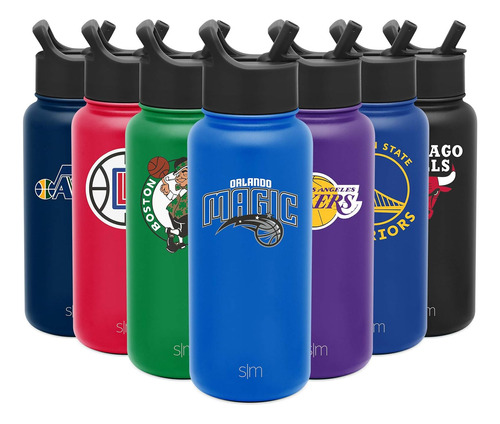 Botella De Agua Nba Tapa De Pajita Licencia Oficial Y T...