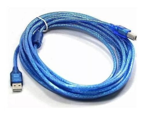 Cable Para Impresoras Azul Blindado Usb 2.0 5 Metros