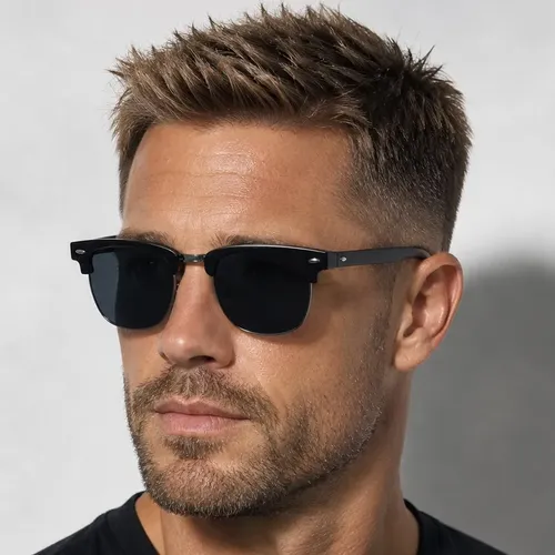 Óculos De Sol Preto Clássico Masculino Feminino Sobrancelha Liso Preto