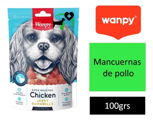 Wanpy Chicken Jerky Dumbbells Snack Perro Pollo 100gr