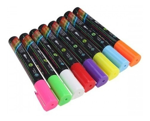 Plumones Para Pizarra Led Flourecente Pack 8 Colores ..