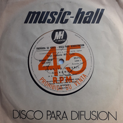 Vinilo Simple - Juanito Liner (silbando - La Del Bolson Azul (Usado)
