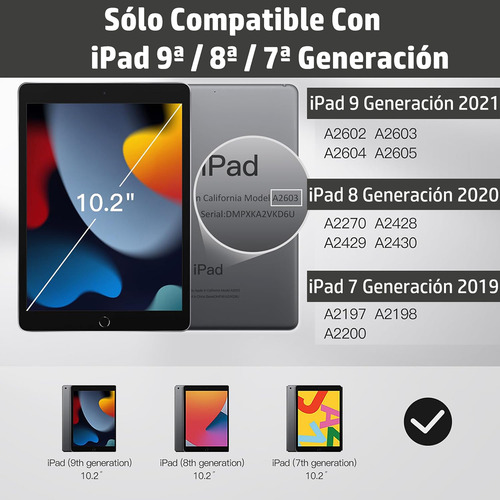 Funda Para iPad 9 8 7 Generación 10.2 Pulgadas Protector Ranura Lápiz Negro