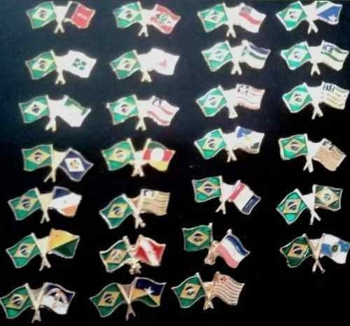 27 Pim Bótom Broche Bandeiras Estados Brasileiros Folheados
