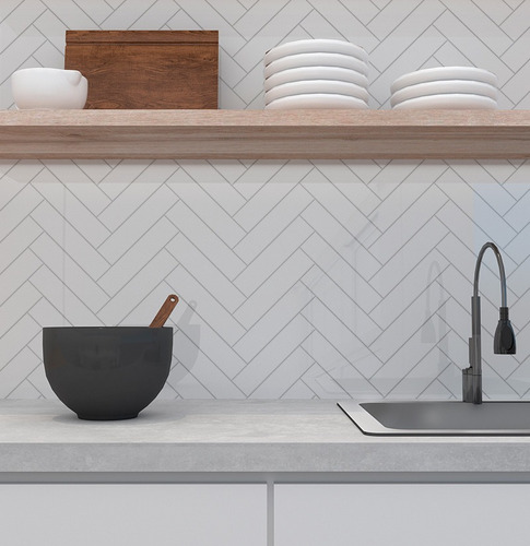 Imagen 4 de 8 de Ceramica Azulejo Flow Blanco White Brillante 7,7x30,5 Roca
