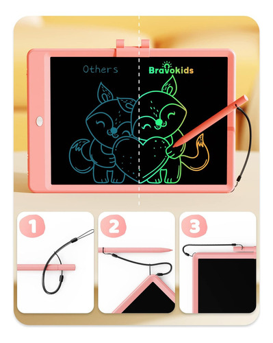 Tableta De Escritura Lcd De 10 Pulgadas Bravokids Para Niños Color Rosa
