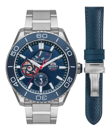 Relógio Orient Masculino Automático Superior Yn8ss002 D1sx Cor da correia Aço inoxidável Cor do bisel Azul Cor do fundo Azul