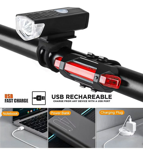 Accesorio De Linterna De Bicicleta Recargable Por Usb