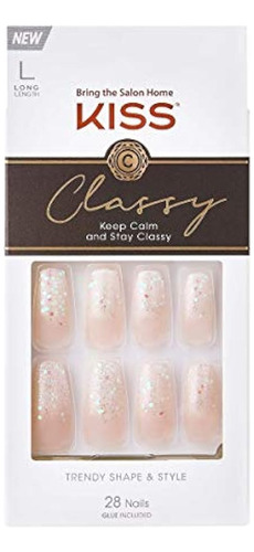 Kiss Classy French Nail Manicure Kit Con Acabado En Gel, Lar