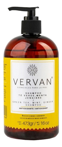 Shampoo Natural Té Verde Menta Y Jengibre - Vervan
