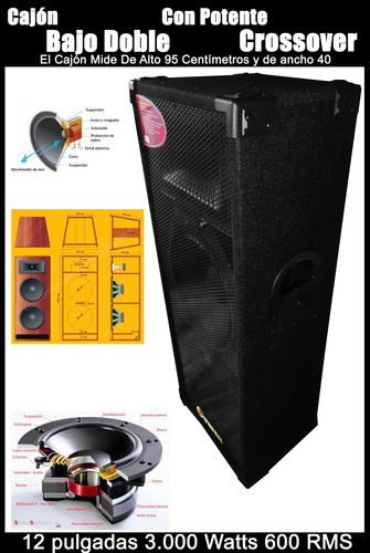 Cornetas (cajon) Doble Bajo De 12 - 3000 Wat Sonido Fuerte 