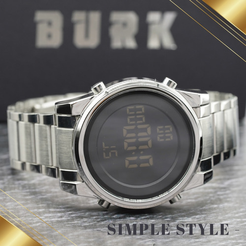 Imagen 8 de 8 de Reloj Elegante Burk 1611 Digital Cronometro Alarma Luz ! Color De La Malla Plateado