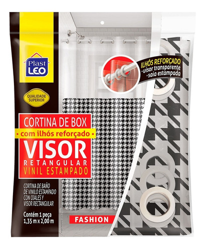 Cortina De Box Banheiro Vinil Estampado Com Ilhós 1,35m X 2m Cor Visor Estampado Fashion