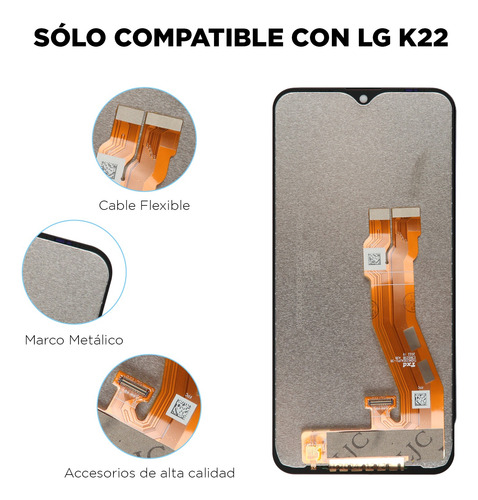 Pantalla Para LG K22 Lmk200/z/e/b Táctil Lcd Display Negro