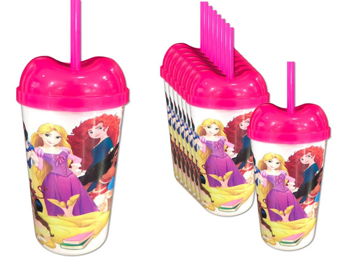 Vaso Pitillo Sorpresa X12 Princesas Disney Fiesta Decoracion