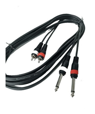 Imagen 3 de 7 de Cable Profesional Rca A 2 Plug Mono Pro Audio 1,8 Mts Negro