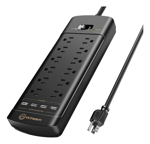 Aestabilizador Multitoma Sobretensiones Usb 12 Salidas 