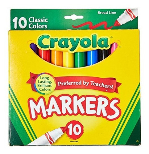 Crayola Broad Marcadores, Colores Clásicos 10 Cada Uno.