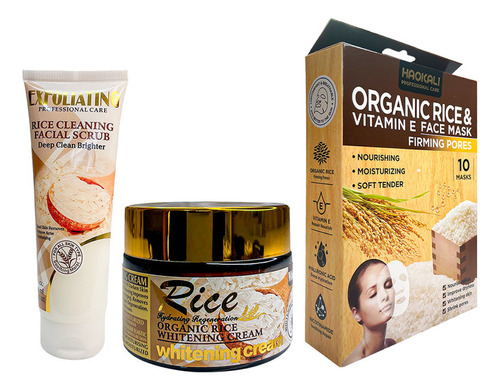 Combo - Exfoliante + Crema Facial + Mascarilla De Arroz