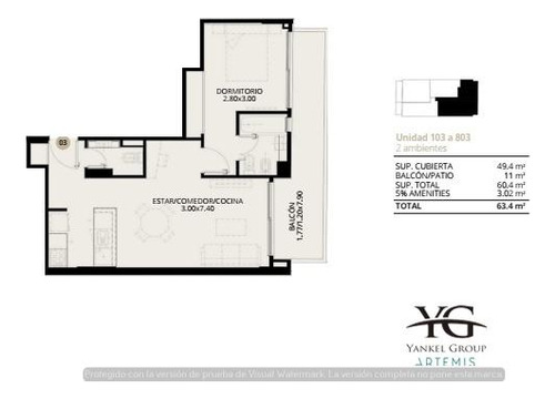 Jbj 2323 - 2 Ambientes Con Toilette, Dormitorio En Suite Y Balcon Corrido