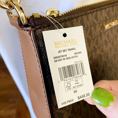 Bolsa Michael Kors Original Jet Set Logo Brown + Airpod Case