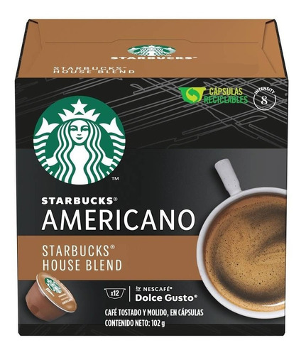 Starbucks Americano Capsulas Nescafe Dolce Gusto 102gr