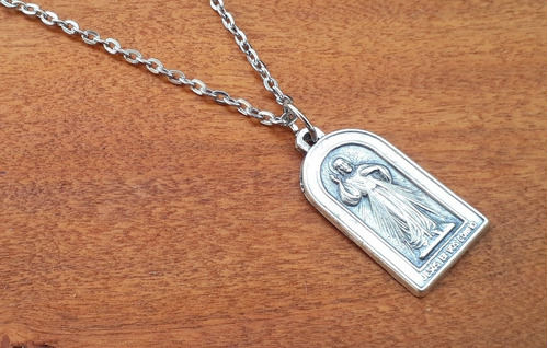 Medalla Jesús Misericordioso Santa Faustina Zamak + Cadena 