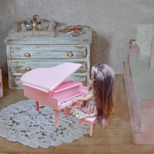 1/12 Casa De Muñecas Mini Piano De Cola Instrumento Musical