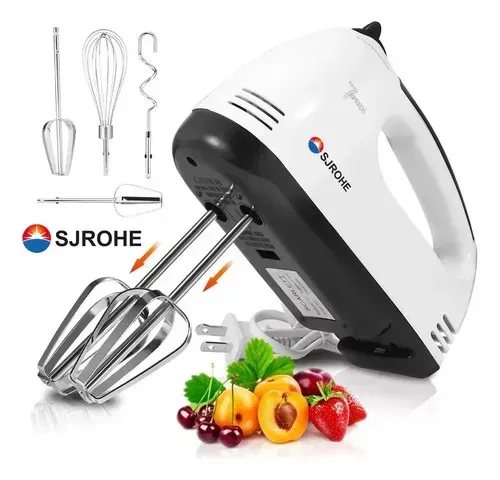 Sjrohe Batidora de Mano Mezclador Electrico 7 Velocidades 260w Poderosa Potencia Disipación de Calor Mezcla Fácil Reemplazo Motor Mudo de Cobre Silencioso Cómodo Planno y de Gancho
