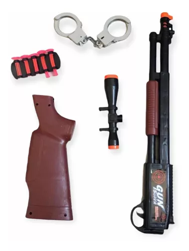 Kit 2 Arma Espingarda Com Mira Tipo Nerf Shotgun Com 12 Dardos +