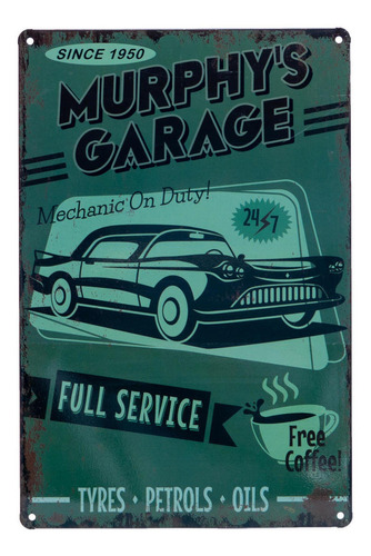 Cuadro Metalico Vintage Diseño Murphys Garage/ Runn.