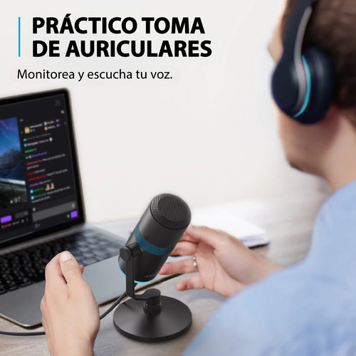 Imagen 8 de 10 de Micrófono Anker M300 Usb Condensador Cardiode Podcast Stream