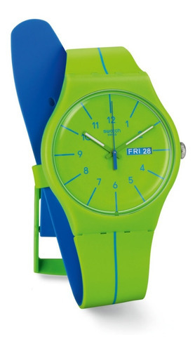 Reloj Swatch Suog707, Gtía Oficial, Sin Costo. Color Del Fondo Verde Claro Color De La Malla Verde Claro Color Del Bisel Verde Claro