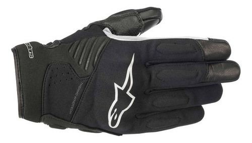 Guantes cortos de tela Alpinestars Faster de piel, color negro/blanco, talla S/P