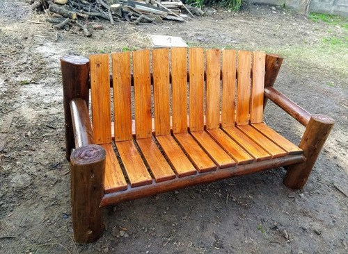 Juego Sillon Rustico Troncos Uruguya Kurkupi Marrón Oscuro