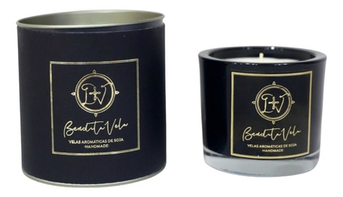 Imagem 2 de 3 de Vela Vegetal Aroma Baunilha Vidro Preto - Bendita Vela