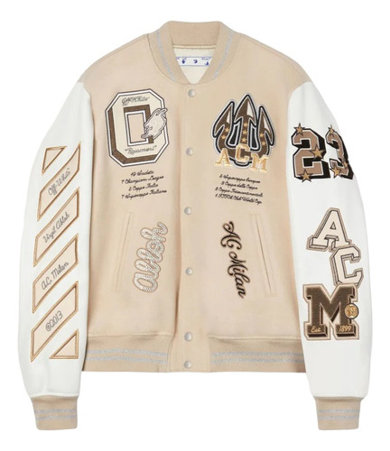 Jaqueta Off White Virgil Abloh X Ac Milan Varsity Jacket