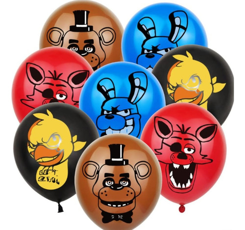Set Globos Latex Mas Globo Aluminio Five Nights At Freddy's