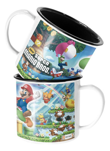 Taza Enlozada Lechera Mario Bross Yoshi Super Mario Bross