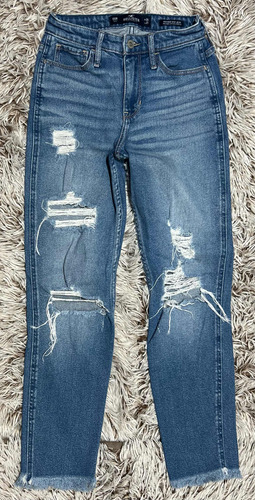 Mom Jean Rasgado Cintura Alta Hollister Para Mujer  23/00