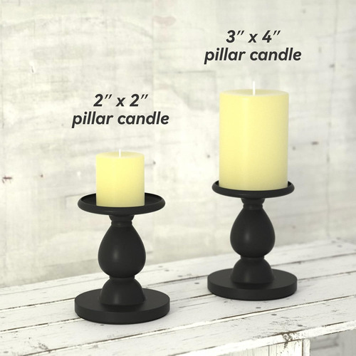 Portavelas De Hierro Negro Mate Para Velas De Pilar, 11 Cm