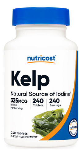 Suplemento Nutricost Kelp Tablets 325mcg Iodo 240 Comprimido
