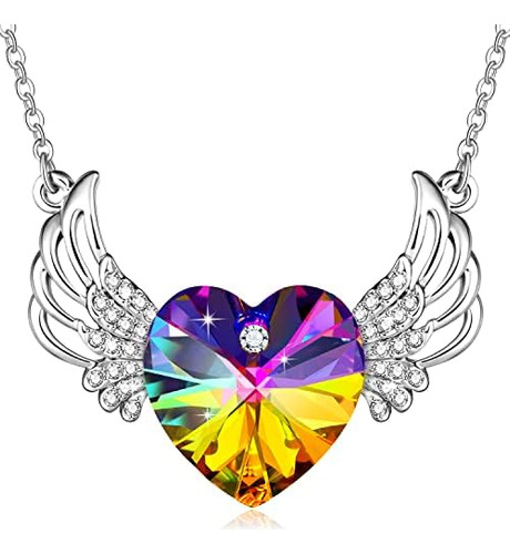 Plato H, Collar De Corazón Con Ala De Ángel Para Mujer, De A