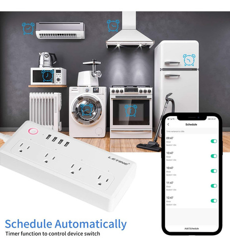 Letine Smart Power Strip, Wi-fi Surge Protector Trabajo Con